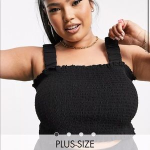 COLLUSION organic cotton seersucker shirred top